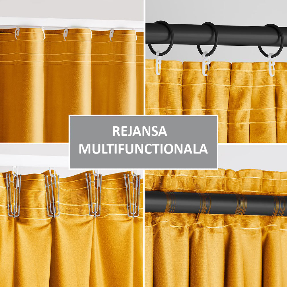 Draperie din catifea cu rejansa multifunctionala, fagure si ate, Velvet, opacitate 77%, densitate 210 g/mp, Mustar, 1 buc