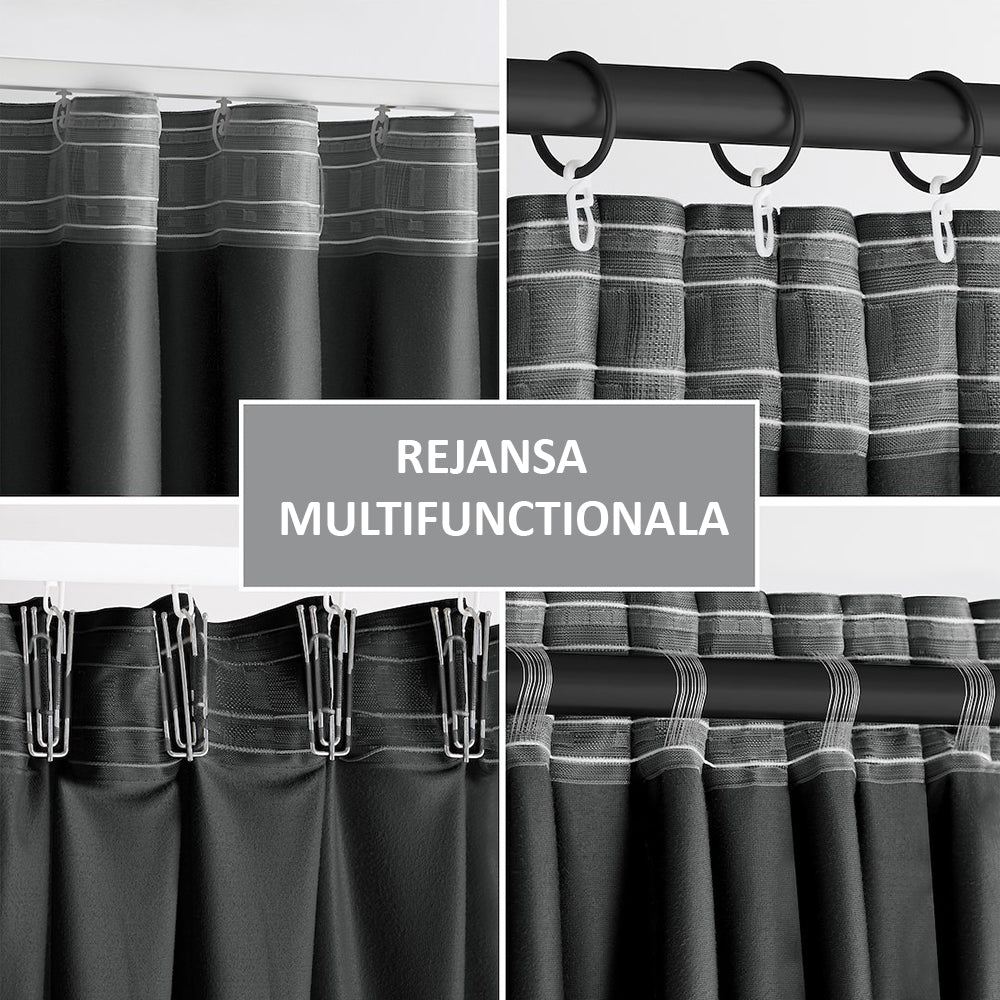 Draperie din catifea cu rejansa multifunctionala, fagure si ate, Velvet, opacitate 77%, densitate 210 g/mp, Grafit, 1 buc