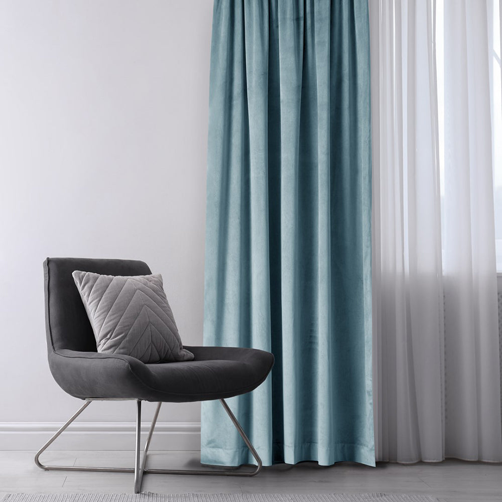 Draperie din catifea cu inele, Velvet, densitate 210 g/mp, opacitate 77%, Blue, 1 buc