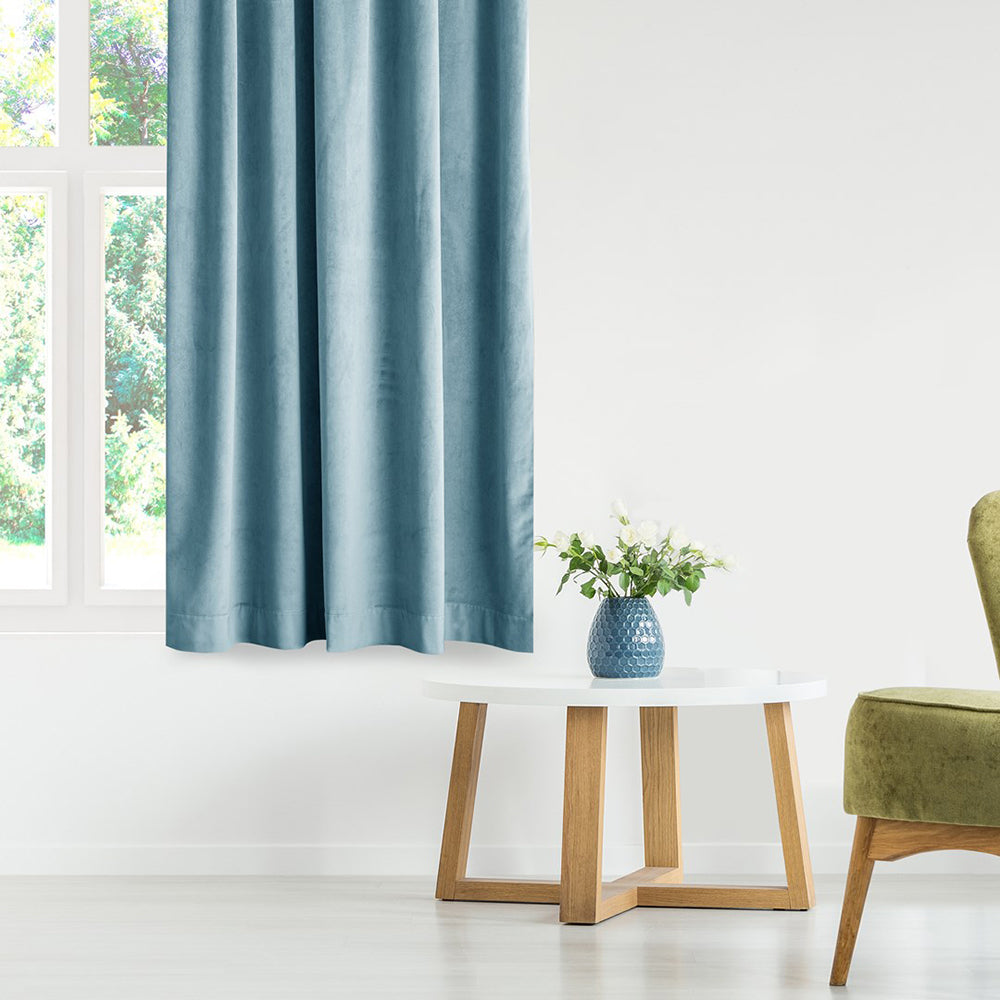 Draperie din catifea cu rejansa multifunctionala, fagure si ate, Velvet, opacitate 77%, densitate 210 g/mp, Blue, 1 buc