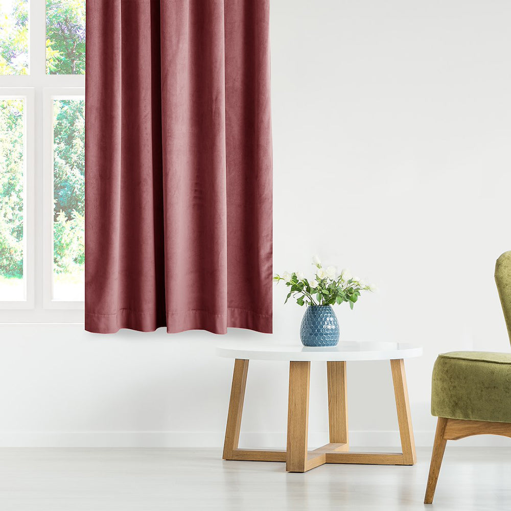Draperie din catifea cu inele, Velvet, densitate 210 g/mp, opacitate 77%, Rose, 1 buc
