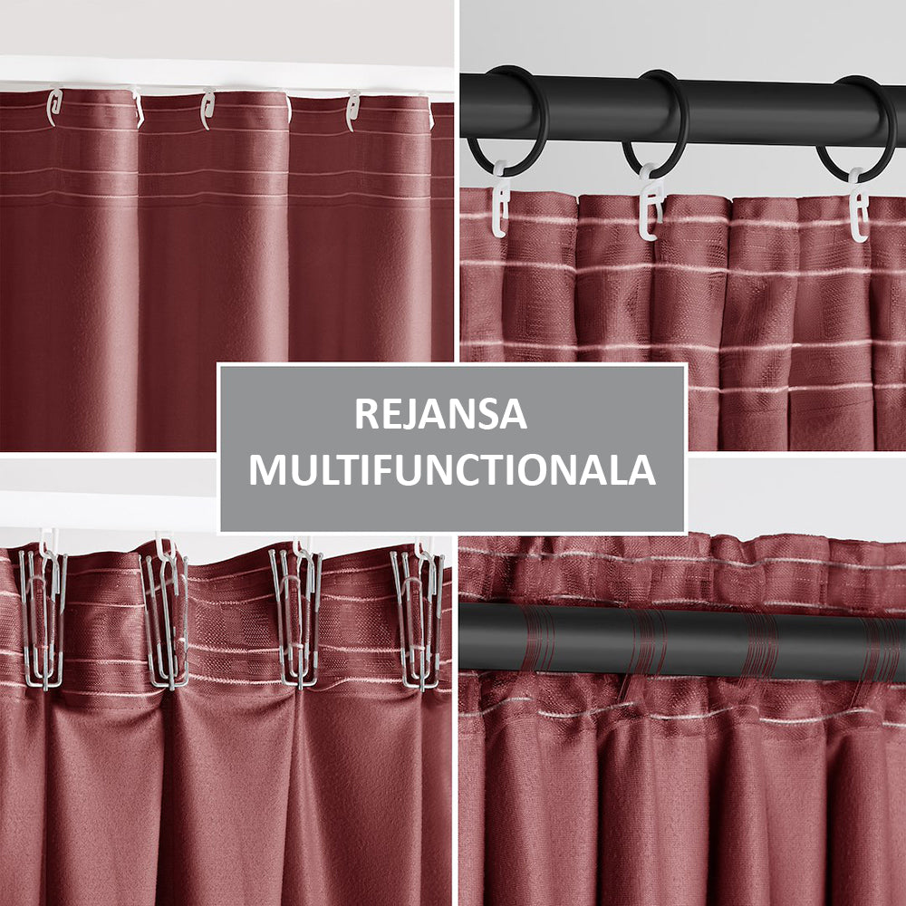 Draperie din catifea cu rejansa multifunctionala, fagure si ate, Velvet, opacitate 77%, densitate 210 g/mp, Rose, 1 buc