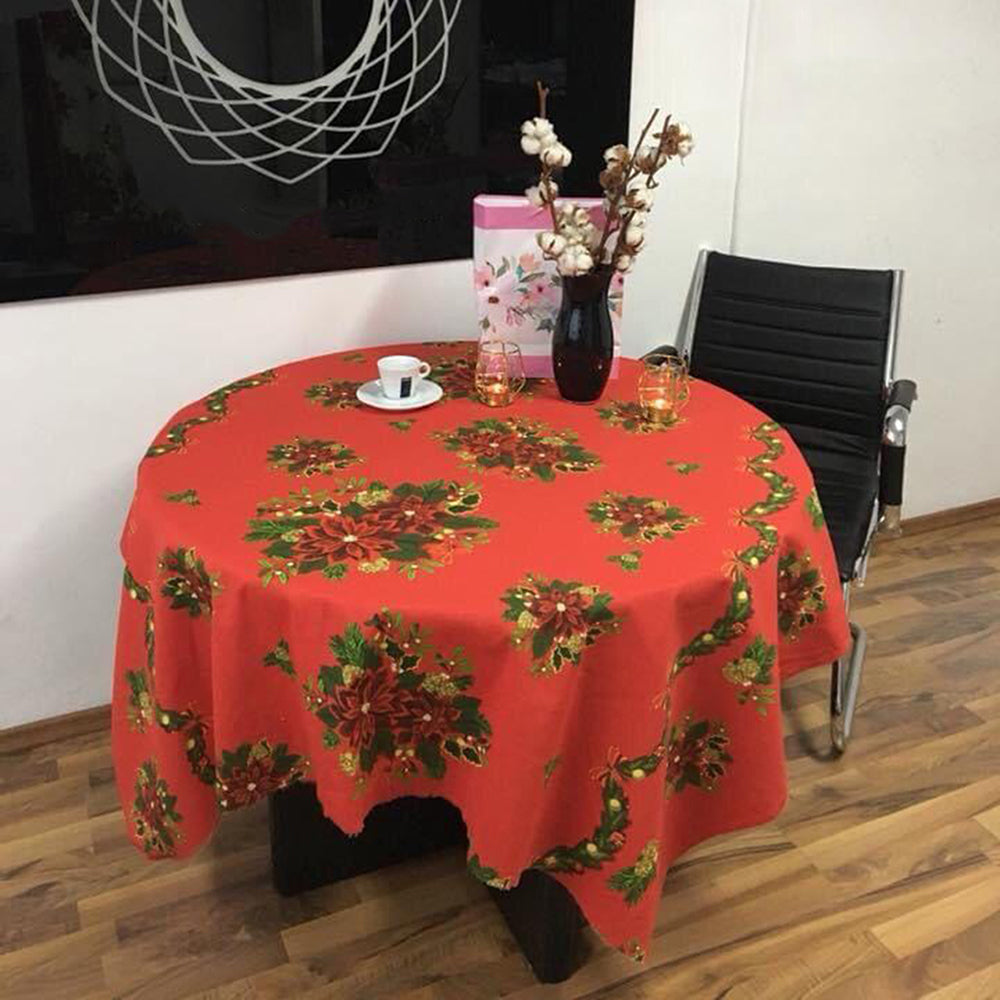 Fata de masa Poisenttia din bumbac 100%, rosu,  1 buc