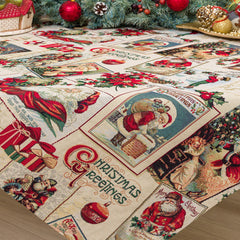 Fata de masa Christmas greetings din bumbac 100%, multicolor, 1 buc