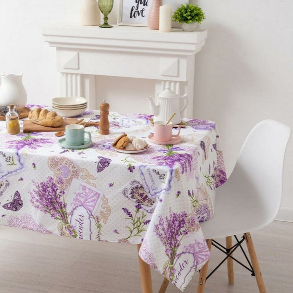 Fata de masa din bumbac 100%, Flori de Lavanda, Mov, 1 buc