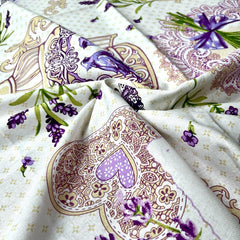 Fata de masa din bumbac 100%, Flori de Lavanda, Mov, 1 buc