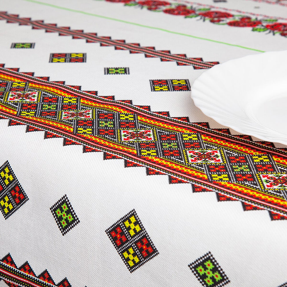 Fata de masa din bumbac 100%, Motiv traditional, Galben auriu, 1 buc