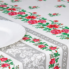 Fata de masa din bumbac 100%, Roses,  Verde-Gri 1 buc