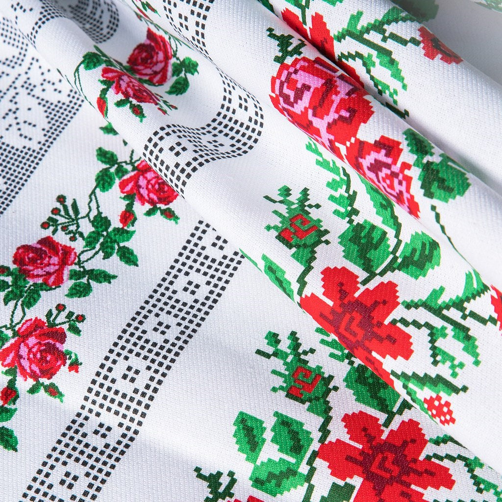 Fata de masa din bumbac 100%, Roses,  Verde-Gri 1 buc