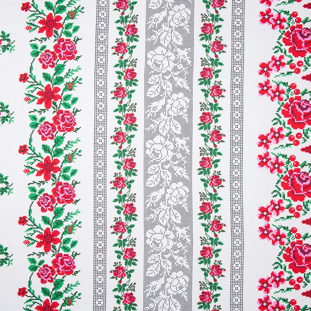 Fata de masa din bumbac 100%, Roses,  Verde-Gri 1 buc