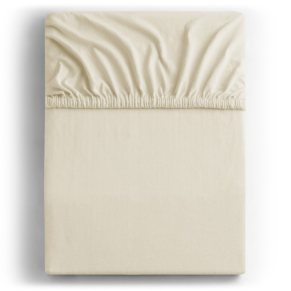 Cearsaf de pat cu elastic din tricot, bumbac 100%, 135 g/m2, Amber, bej