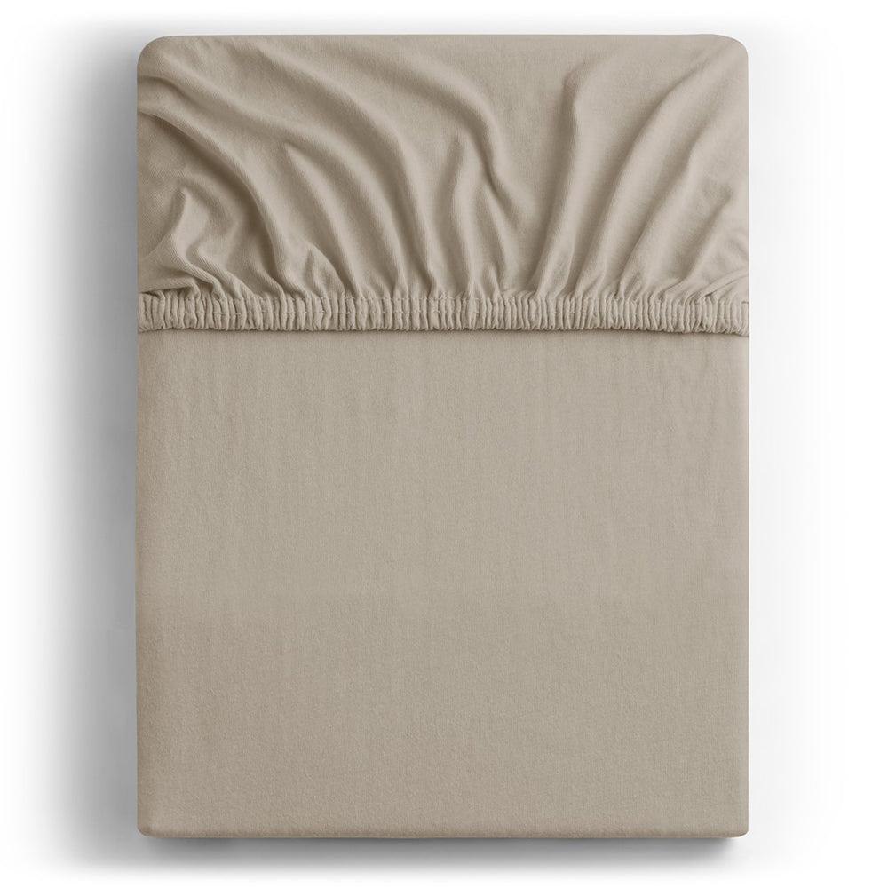 Cearsaf de pat cu elastic din tricot, bumbac 100%, 135 g/m2, Amber, cappuccino