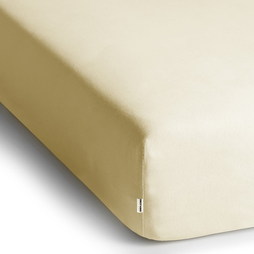 Cearsaf de pat cu elastic din tricot, bumbac 100%, 135 g/m2, Amber, crem