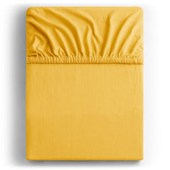 Cearsaf de pat cu elastic din tricot, bumbac 100%, 135 g/m2, Amber, galben