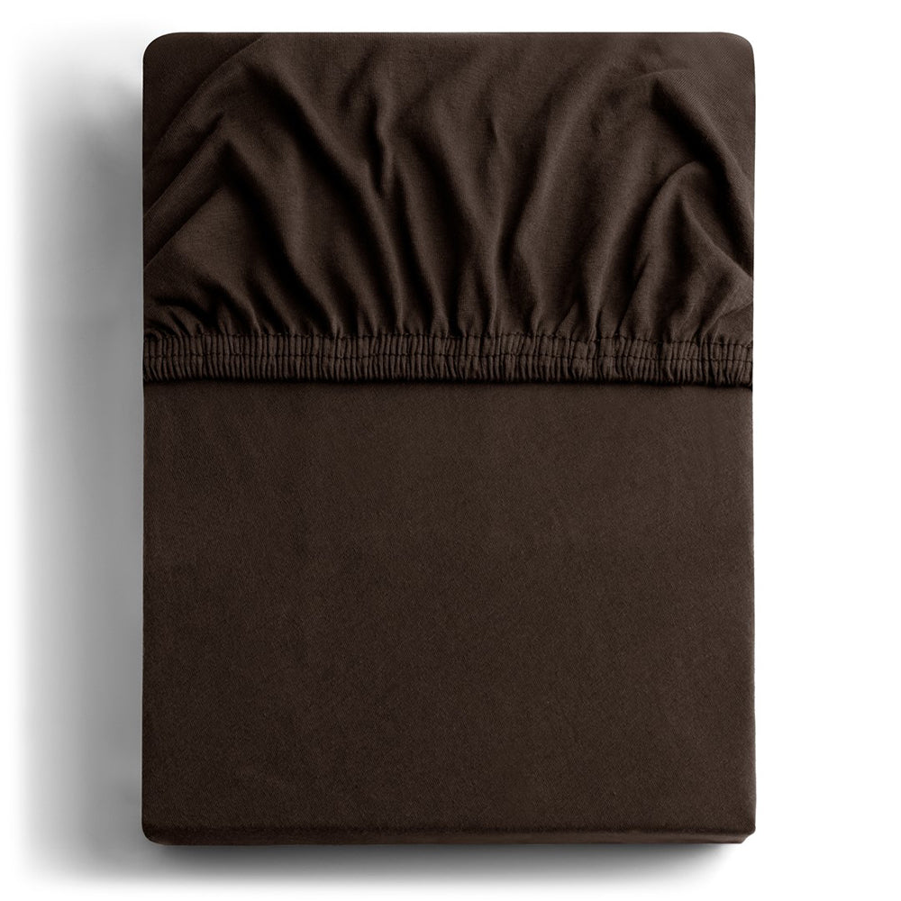 Cearsaf de pat cu elastic din tricot, bumbac 100%, 135 g/m2, Amber, maro