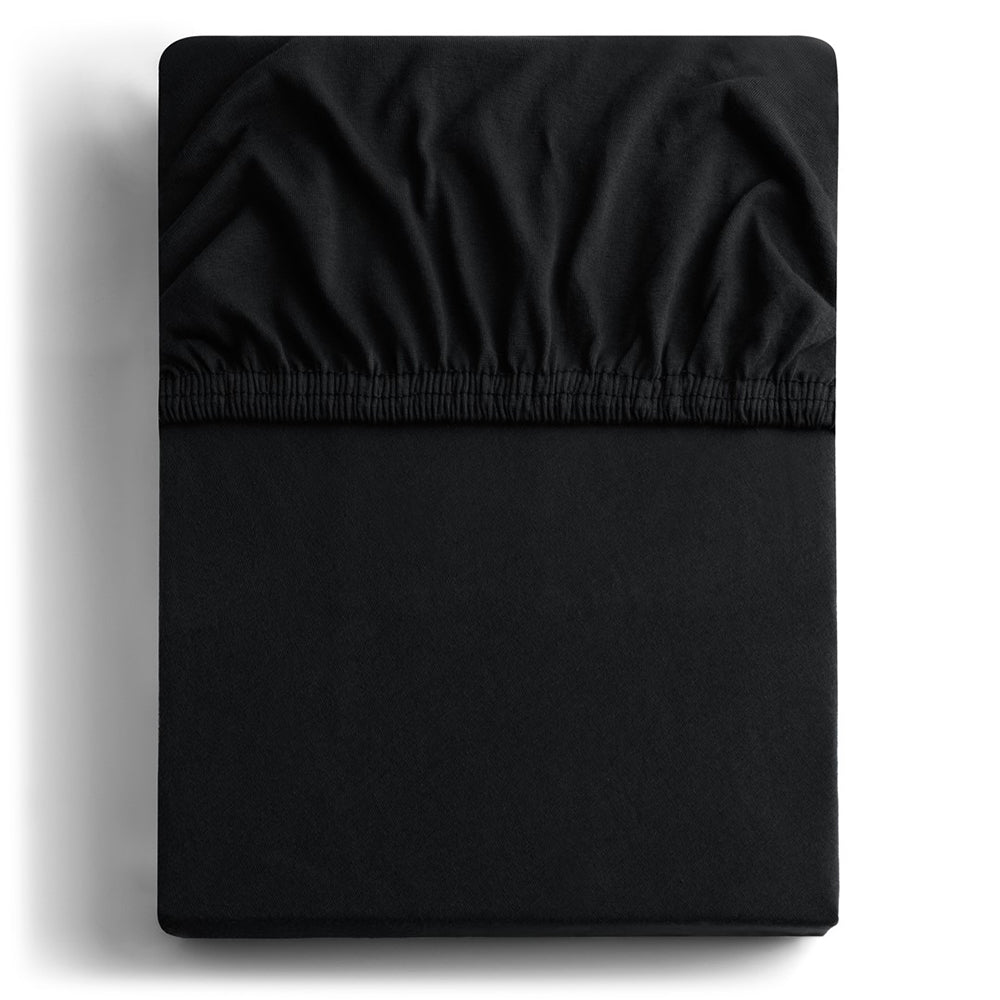 Cearsaf de pat cu elastic din tricot, bumbac 100%, 135 g/m2, Amber, negru