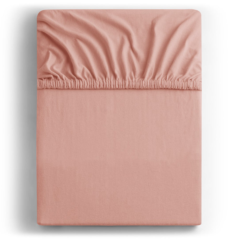 Cearsaf de pat cu elastic din tricot, bumbac 100%, 135 g/m2, Amber, roz piersica