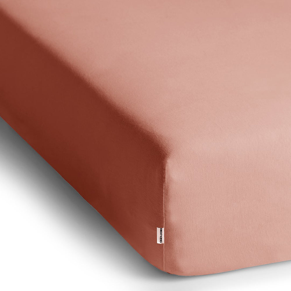 Cearsaf de pat cu elastic din tricot, bumbac 100%, 135 g/m2, Amber, roz piersica