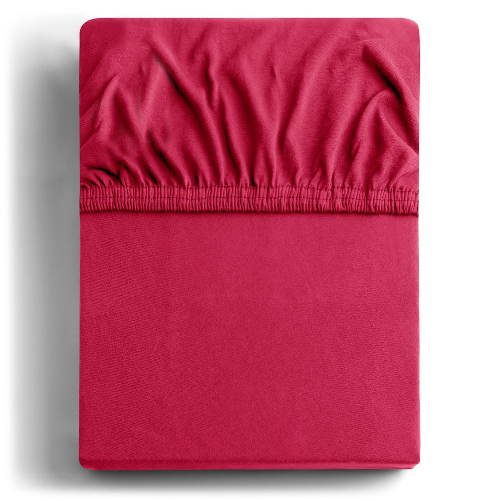 Cearsaf de pat cu elastic din tricot, bumbac 100%, 135 g/m2, Amber, roz zmeuriu