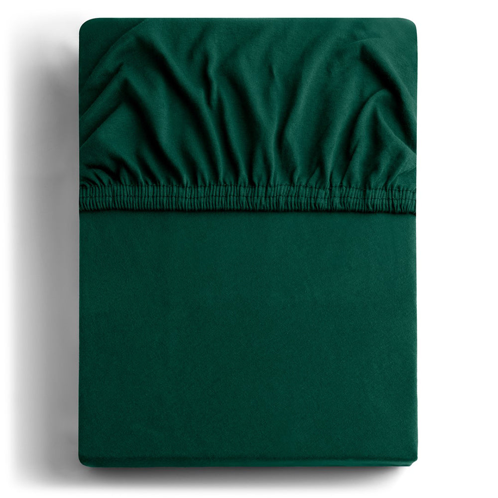 Cearsaf de pat cu elastic din tricot, bumbac 100%, 135 g/m2, Amber, verde