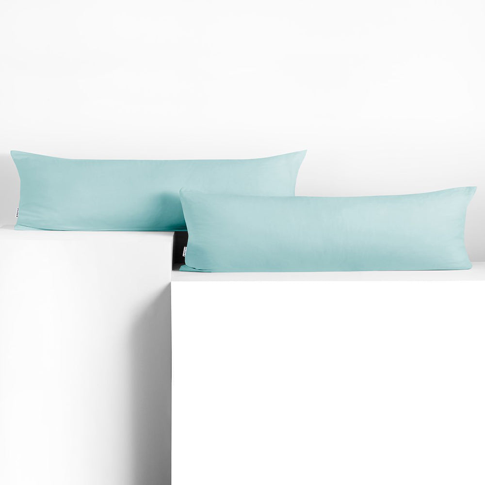 Set 2 huse perne decorative din bumbac cu fermoar, Amber, 135 g/m2, Baby blue