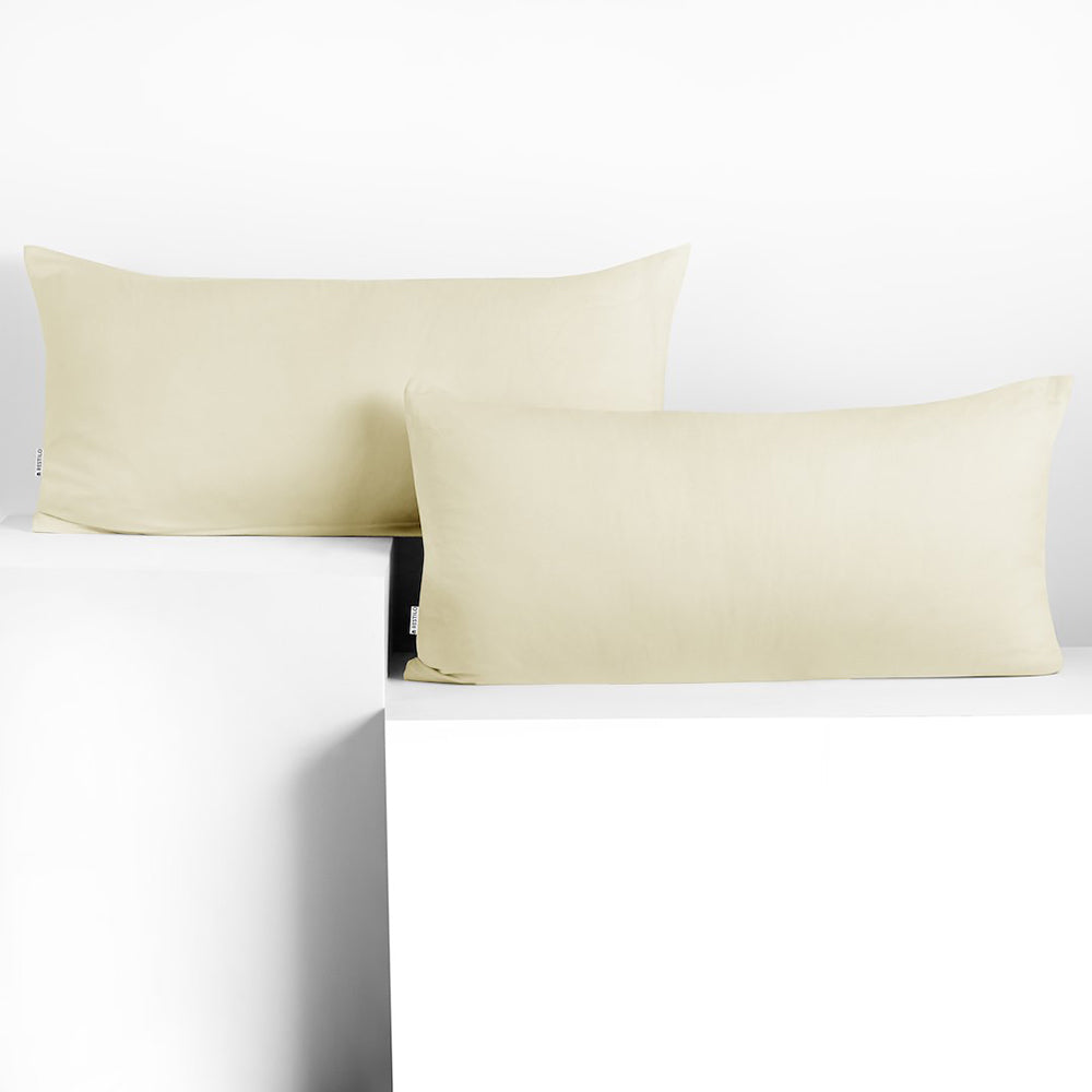 Set 2 huse perne decorative din bumbac cu fermoar, Amber, 135 g/m2, Bej