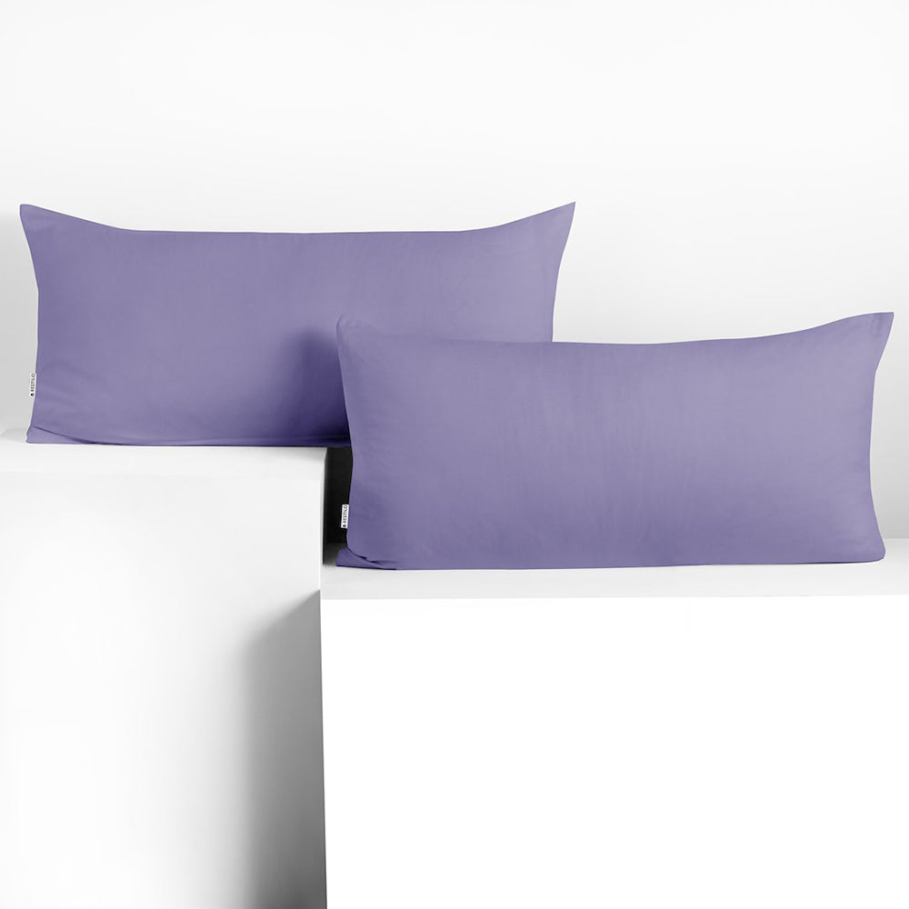 Set 2 huse perne decorative din bumbac cu fermoar, Amber, 135 g/m2, Lavanda