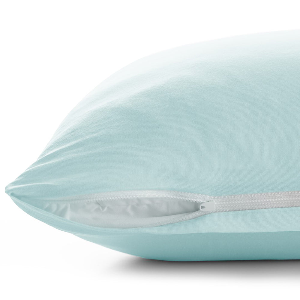 Set 2 huse perne decorative din bumbac cu fermoar, Amber, 135 g/m2, Baby blue