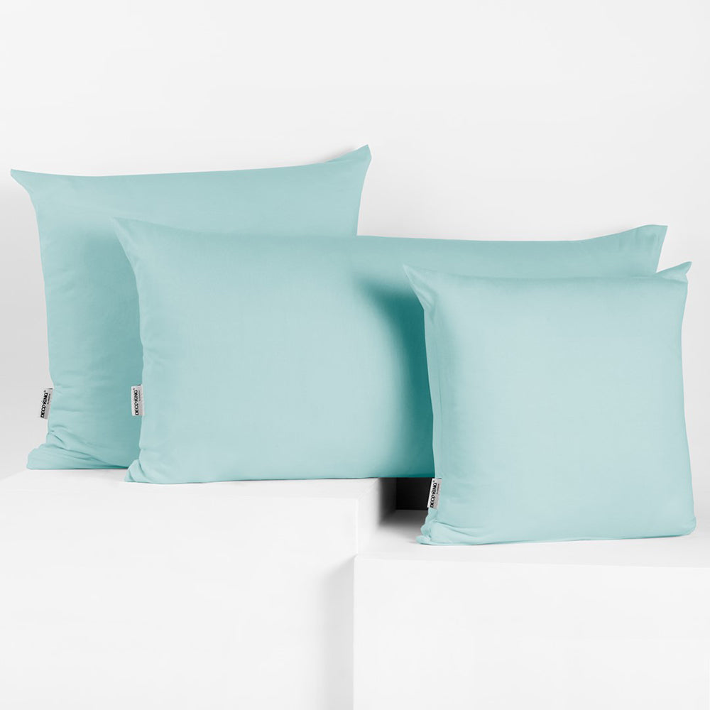 Set 2 huse perne decorative din bumbac cu fermoar, Amber, 135 g/m2, Baby blue