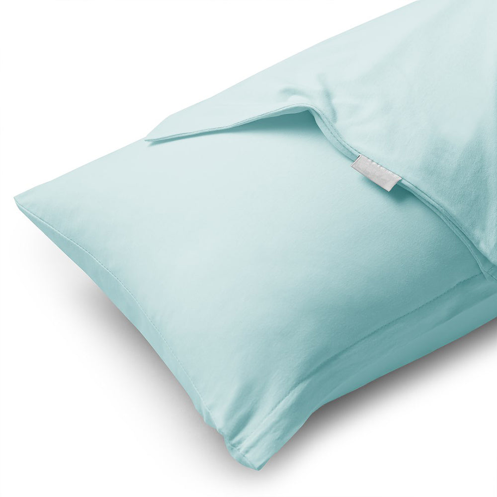 Set 2 huse perne decorative din bumbac cu fermoar, Amber, 135 g/m2, Baby blue