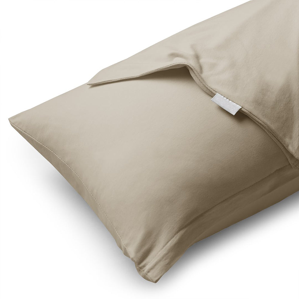 Set 2 huse perne decorative din bumbac cu fermoar, Amber, 135 g/m2, Cappuccino