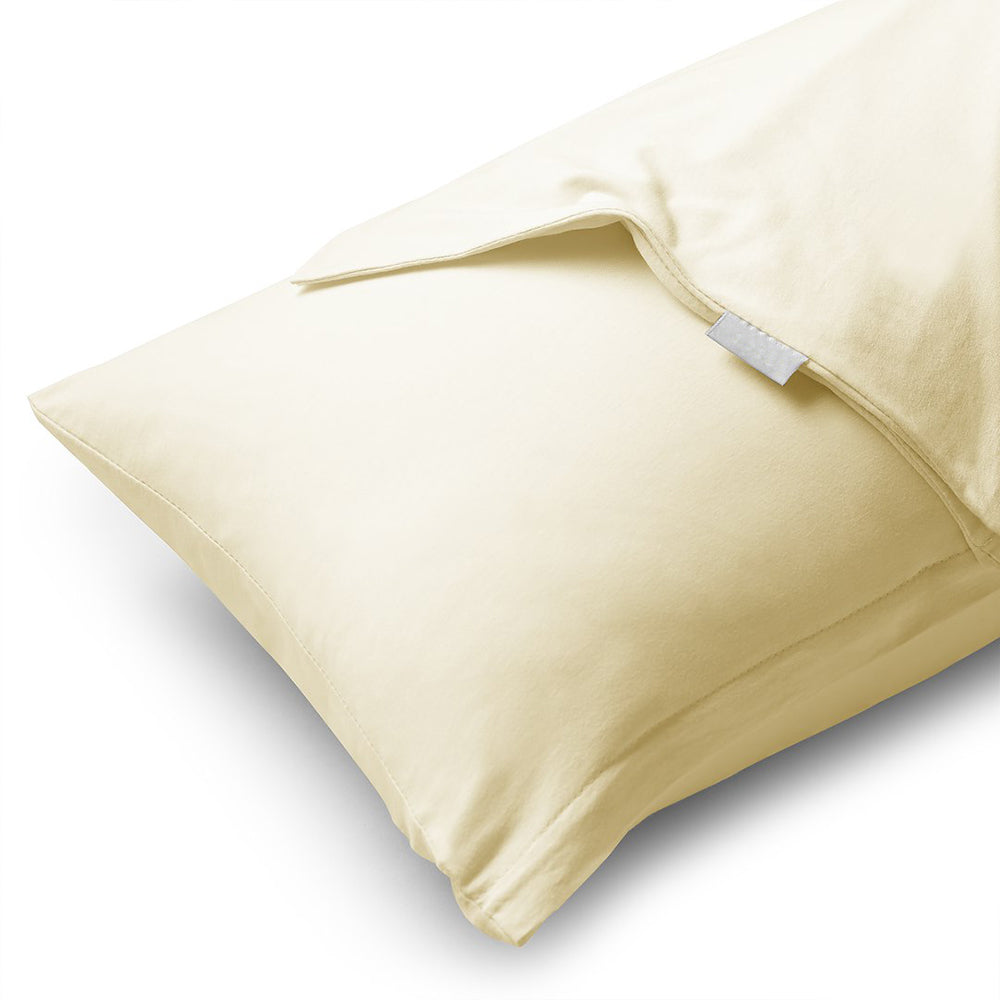 Set 2 huse perne decorative din bumbac cu fermoar, Amber, 135 g/m2, Crem
