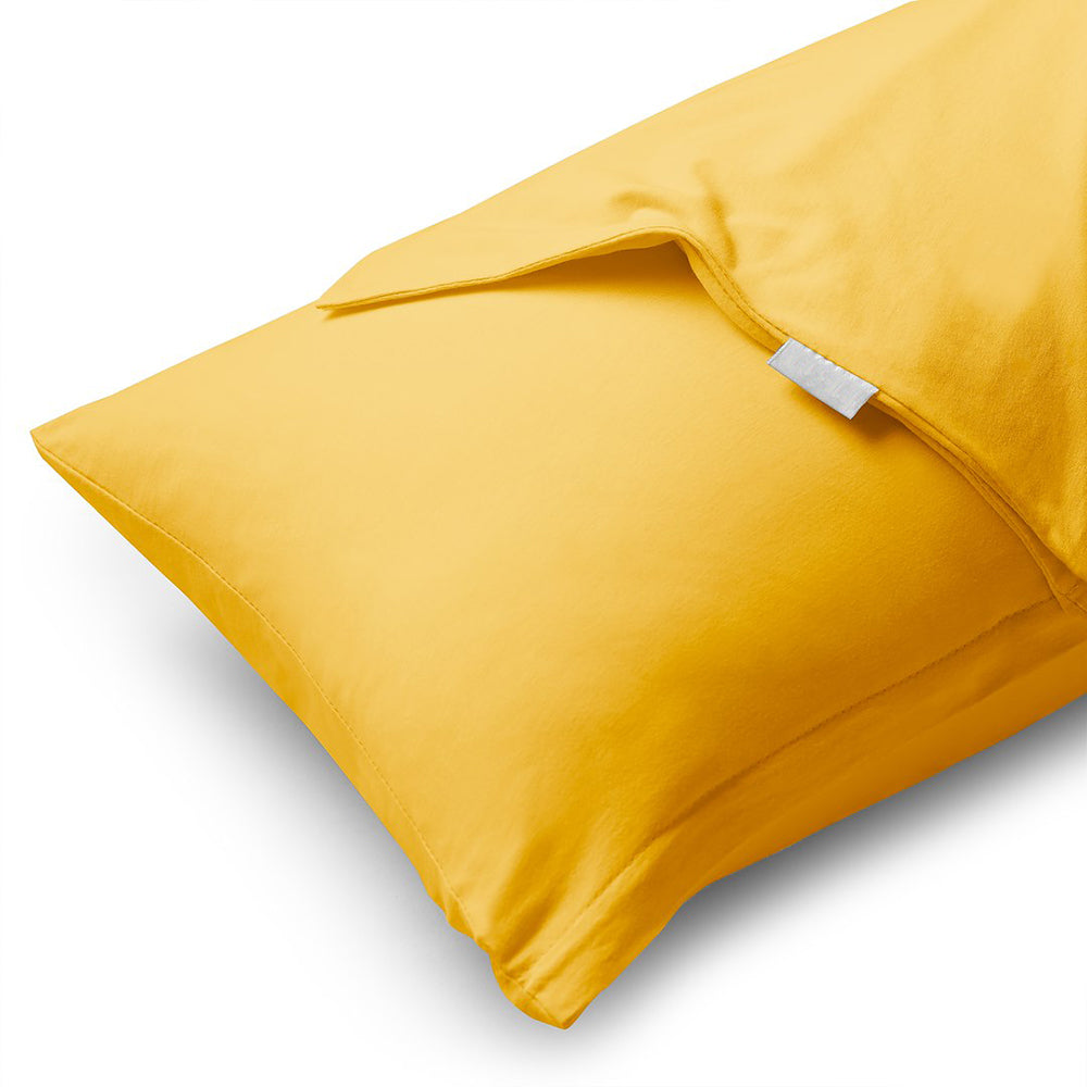 Set 2 huse perne decorative din bumbac cu fermoar, Amber, 135 g/m2, Galben