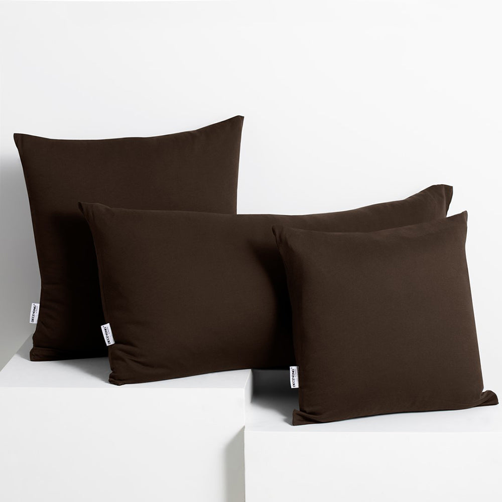 Set 2 huse perne decorative din bumbac cu fermoar, Amber, 135 g/m2, Maro