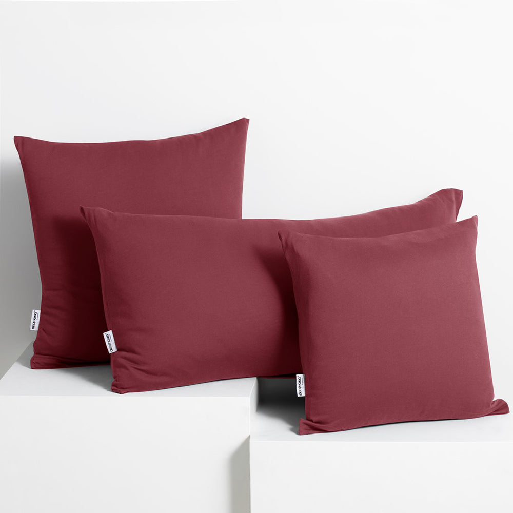 Set 2 huse perne decorative din bumbac cu fermoar, Amber, 135 g/m2, Roz