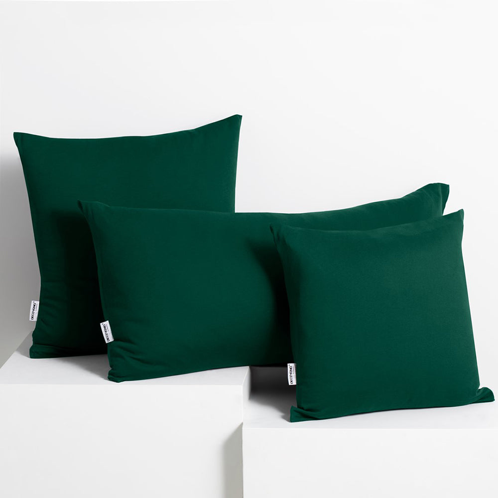 Set 2 huse perne decorative din bumbac cu fermoar, Amber, 135 g/m2, Verde