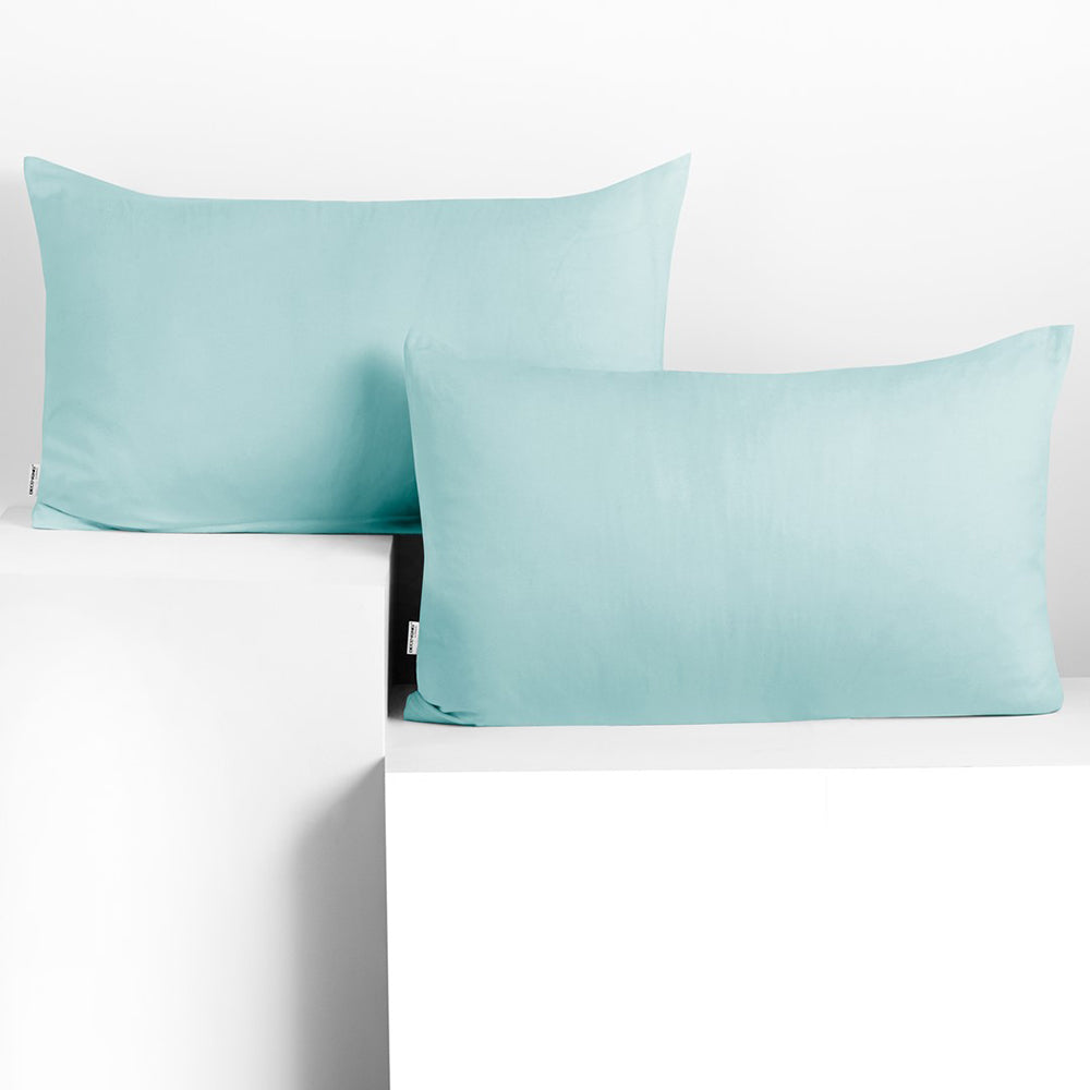Set 2 huse perne decorative din bumbac cu fermoar, Amber, 135 g/m2, Baby blue