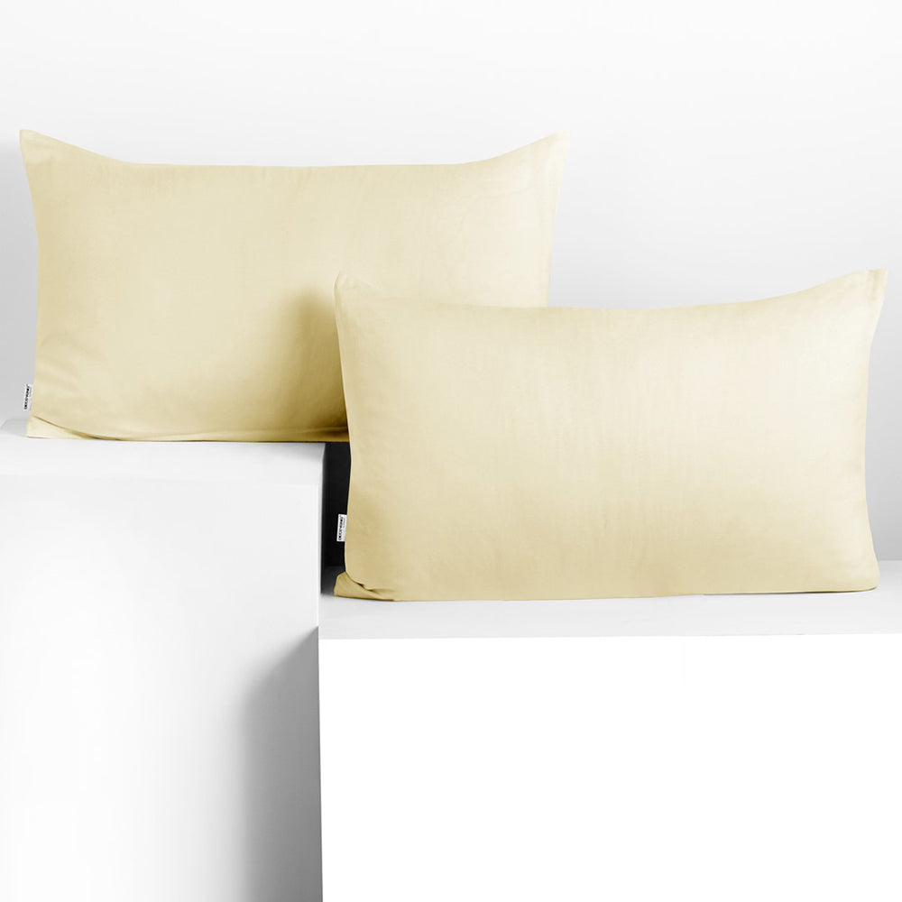Set 2 huse perne decorative din bumbac cu fermoar, Amber, 135 g/m2, Crem