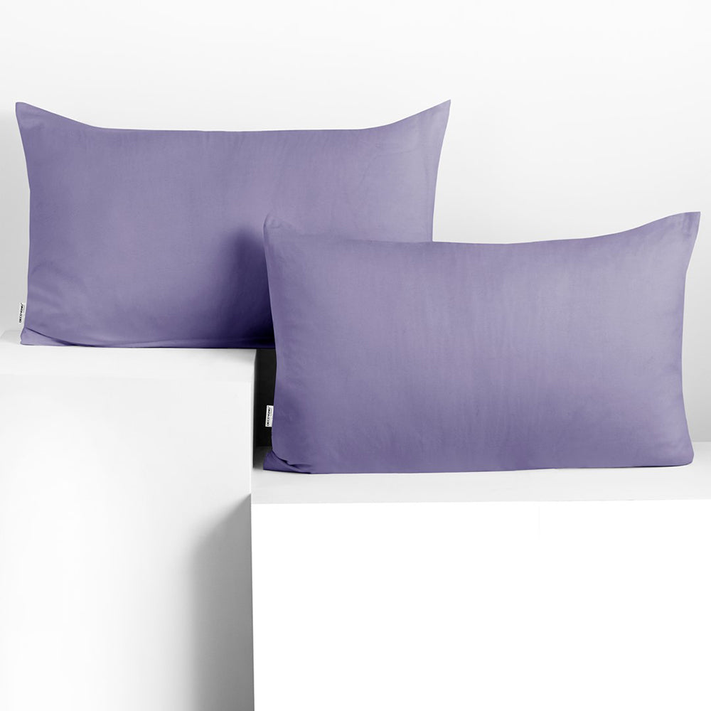 Set 2 huse perne decorative din bumbac cu fermoar, Amber, 135 g/m2, Lavanda