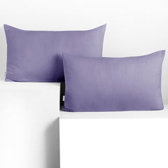 Set 2 huse perne decorative din bumbac cu fermoar, Amber, 135 g/m2, Lavanda