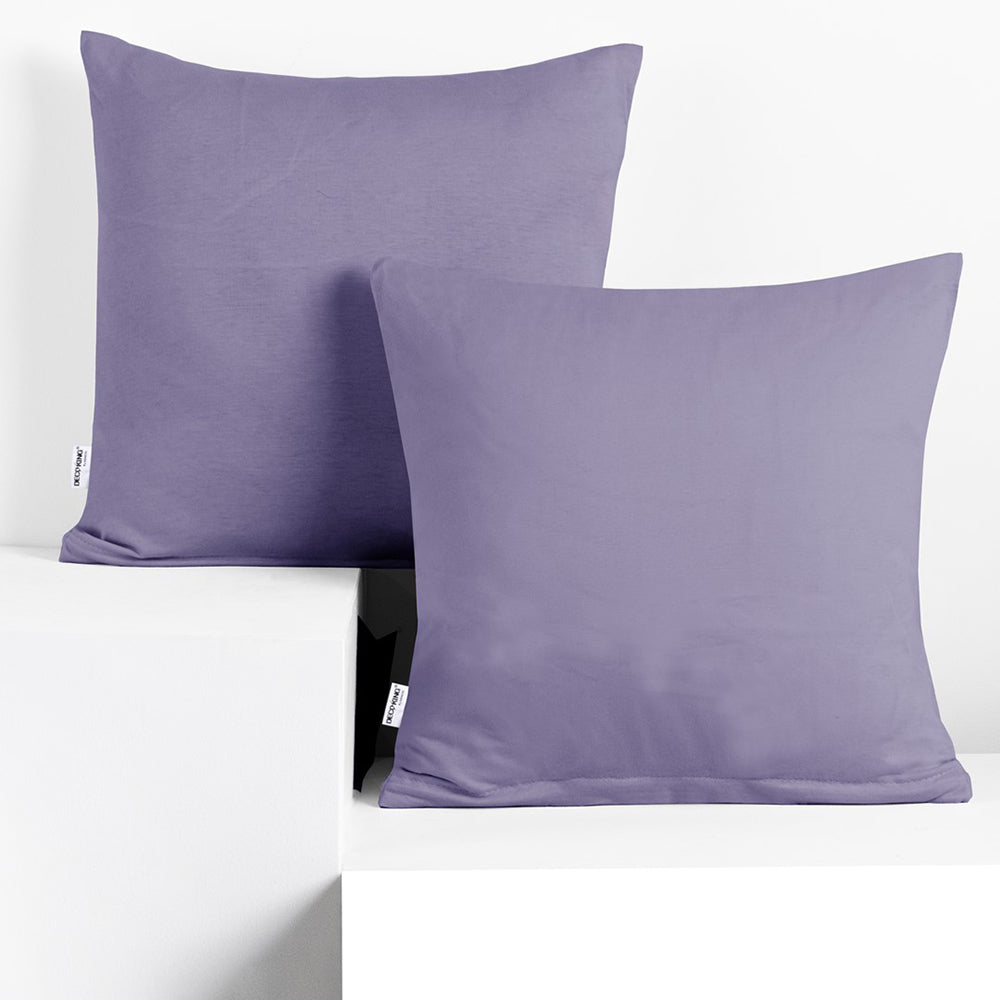 Set 2 huse perne decorative din bumbac cu fermoar, Amber, 135 g/m2, Lavanda