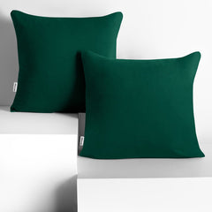 Set 2 huse perne decorative din bumbac cu fermoar, Amber, 135 g/m2, Verde