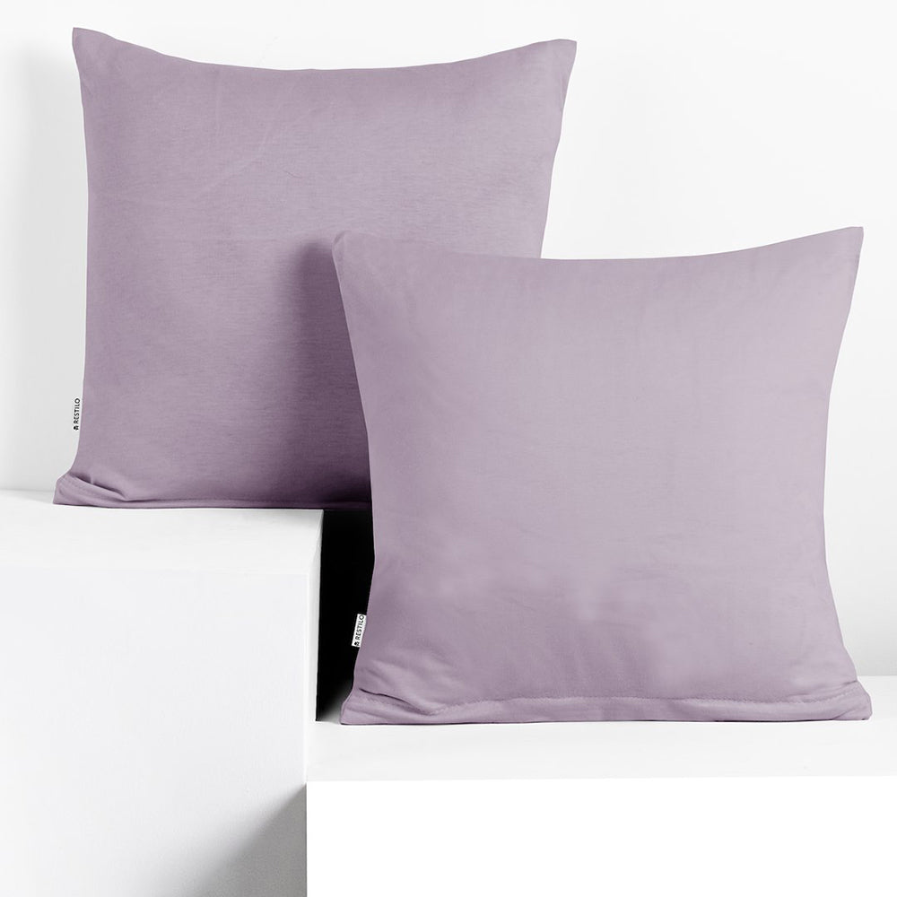 Set 2 huse perne decorative din bumbac cu fermoar, Amber, 135 g/m2, Violet