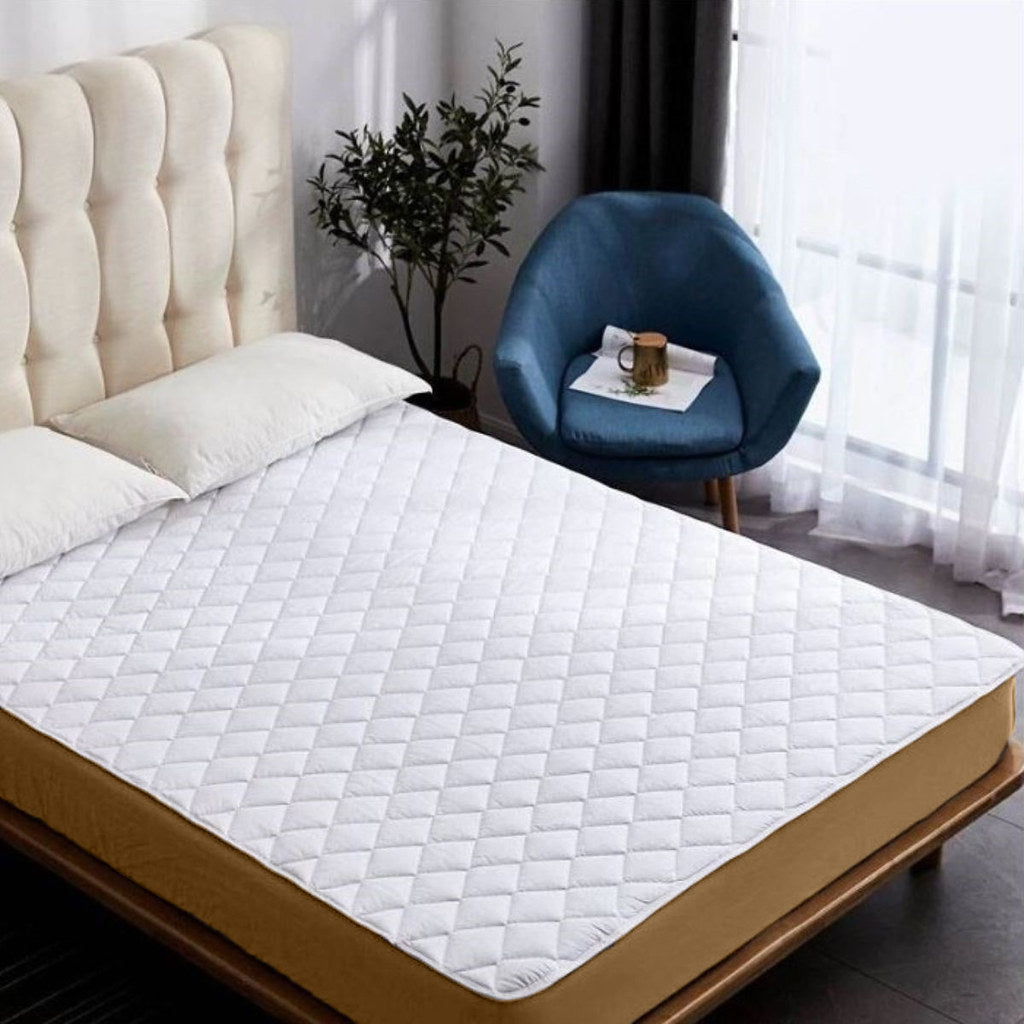Husa protectie saltea matlasata din bumbac cu elastic, Evolette, Alb