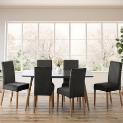 Husa pentru scaun din catifea cu elastic spatar si sezut, 190 g/m2, Sento, 48x48x58x10 cm, gri inchis, 1 buc