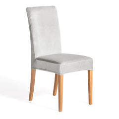 Husa pentru scaun din catifea cu elastic spatar si sezut, 190 g/m2, Sento, 48x48x58x10 cm, gri, 1 buc