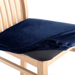 Husa pentru scaun din catifea cu elastic taburet, 190 g/m2, Sento, 40x40x5 cm, albastru, 1 buc