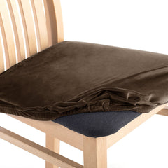 Husa pentru scaun din catifea cu elastic taburet, 190 g/m2, Sento, 40x40x5 cm, maro, 1 buc