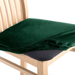 Husa pentru scaun din catifea cu elastic taburet, 190 g/m2, Sento, 40x40x5 cm, verde, 1 buc