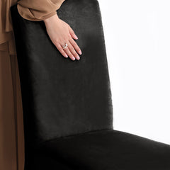 Husa pentru scaun din catifea cu elastic spatar si sezut, 190 g/m2, Sento, 48x48x58x10 cm, negru, 1 buc
